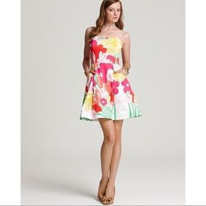 LILY PULITZER Floral Strapless Dress Size 2